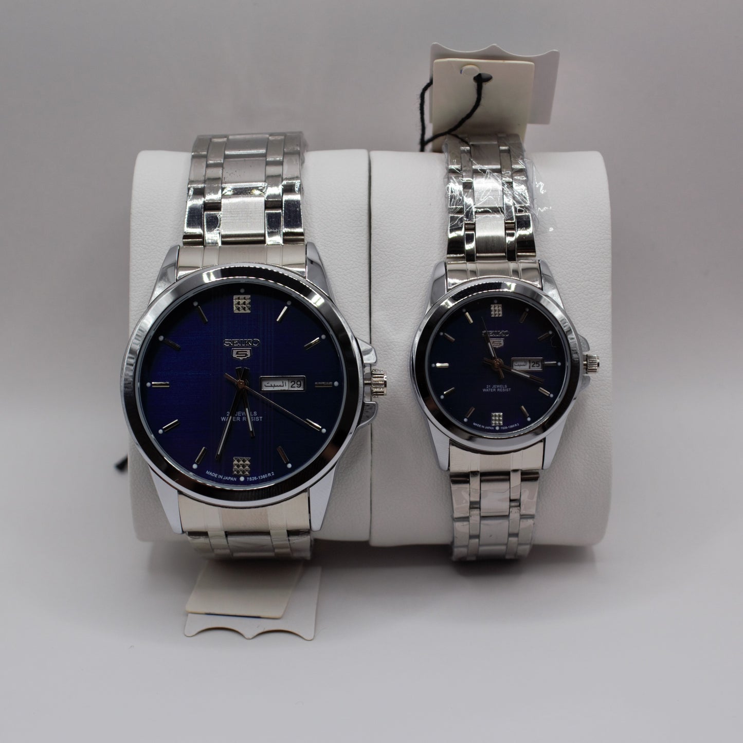 SK 5 Day-Date Silver Navy Blue Dial - Couple