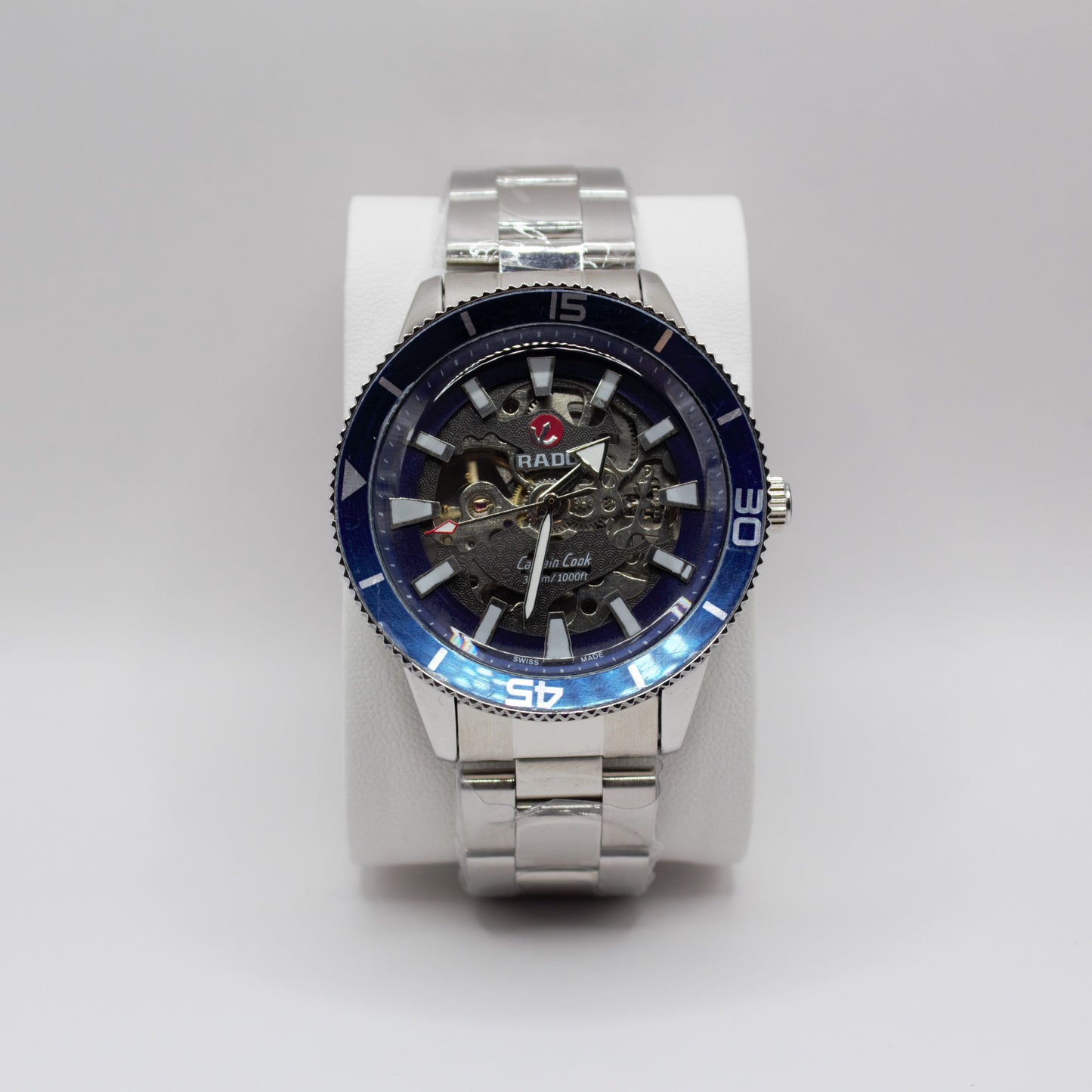 RD Captain Cook Silver Skeleton Blue See-Through Dial - 42mm