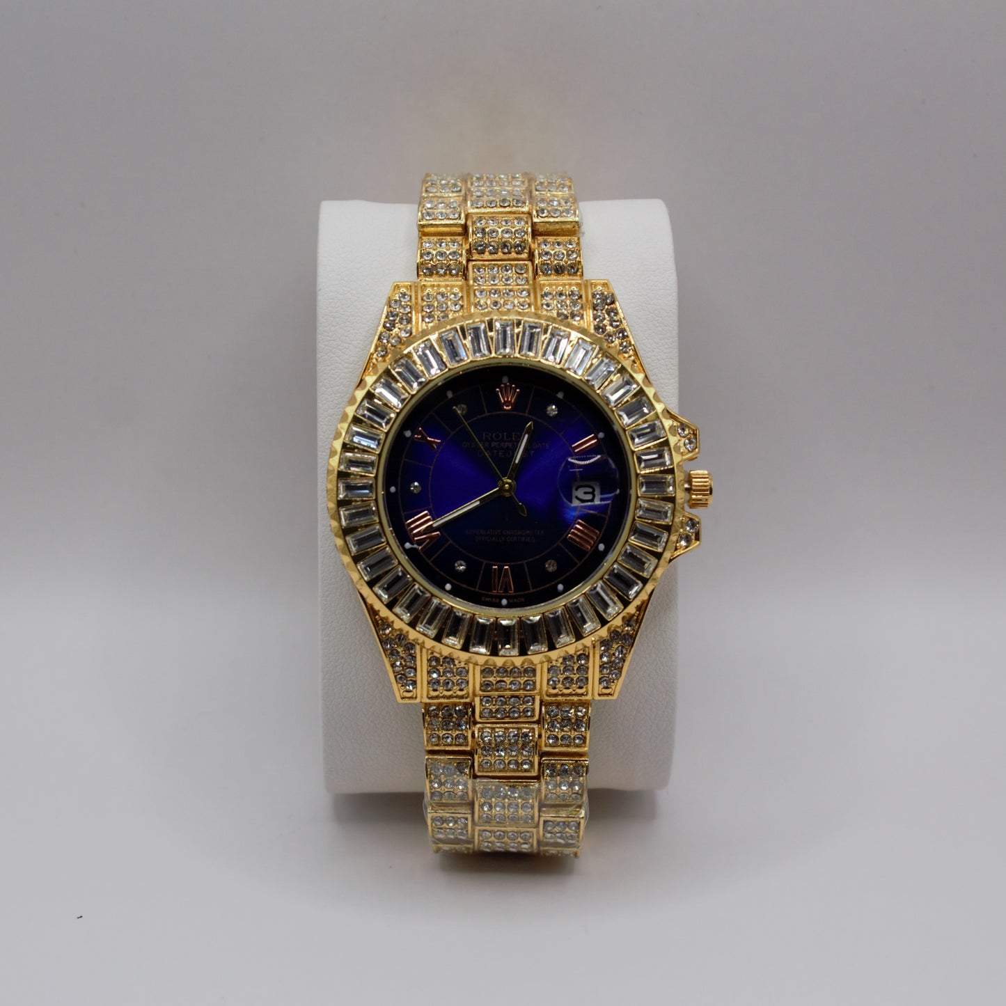 Oyster Perpetual Datejust (Iced Out) Gold RG Blue Dial - 41mm