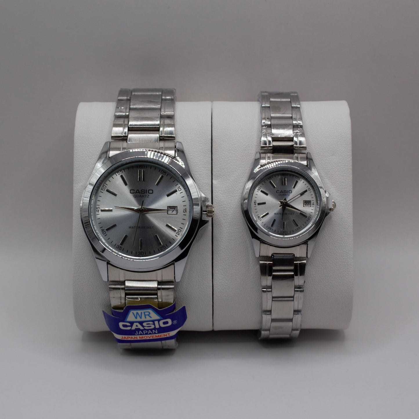 Casio Quartz Date Silver Silver Dial - Couple