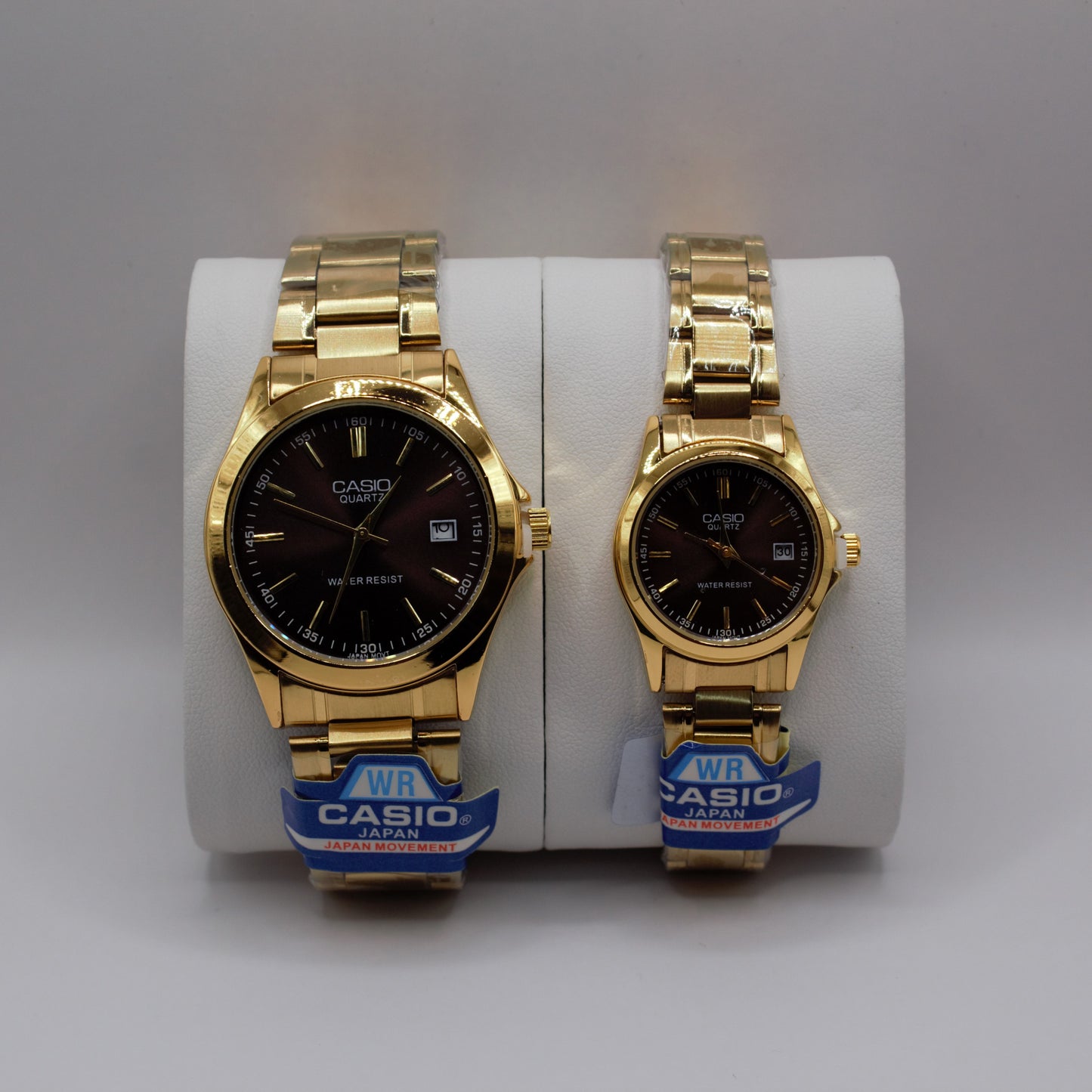 Casio Quartz Date Gold Brown Dial - Couple