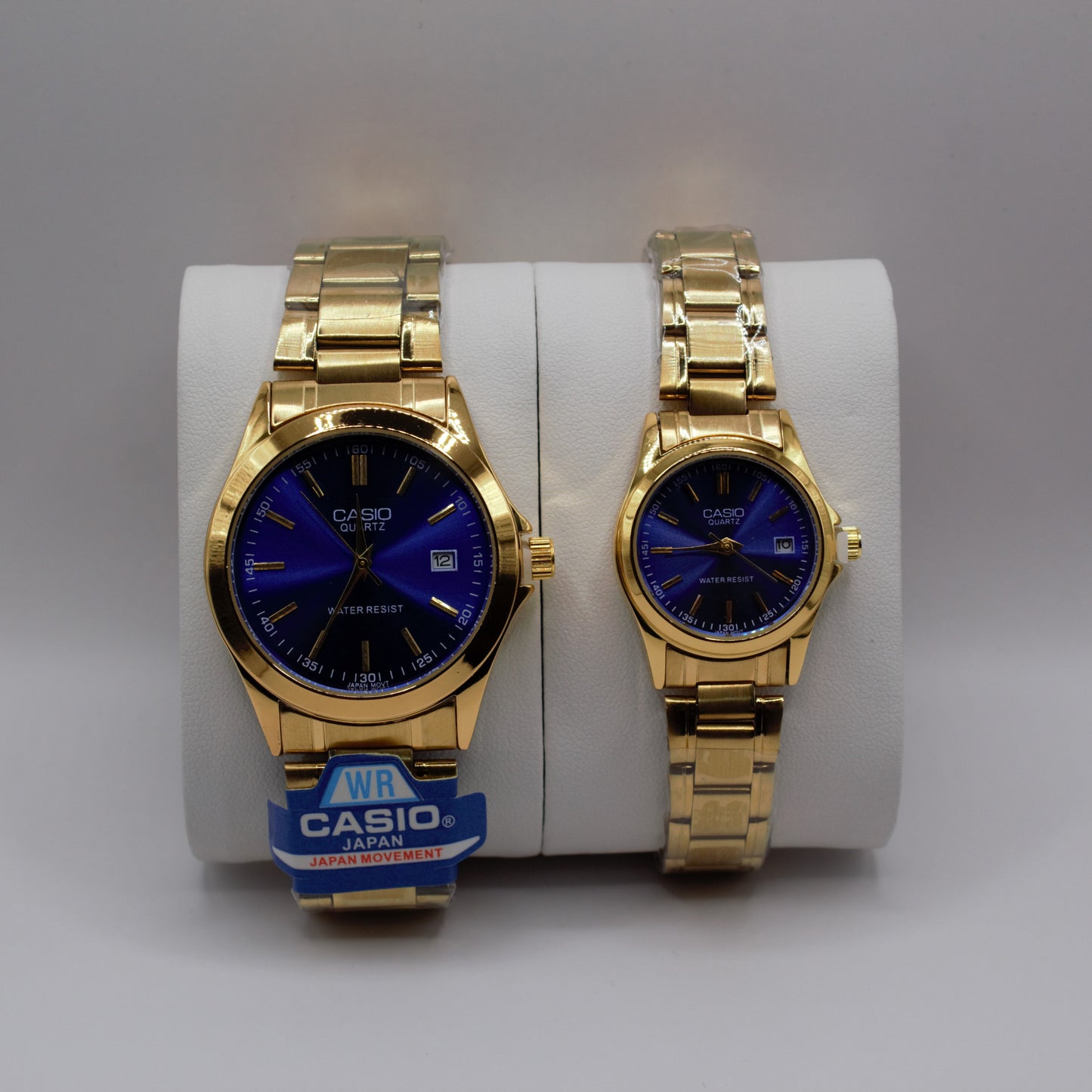 Casio Quartz Date Gold Blue Dial - Couple