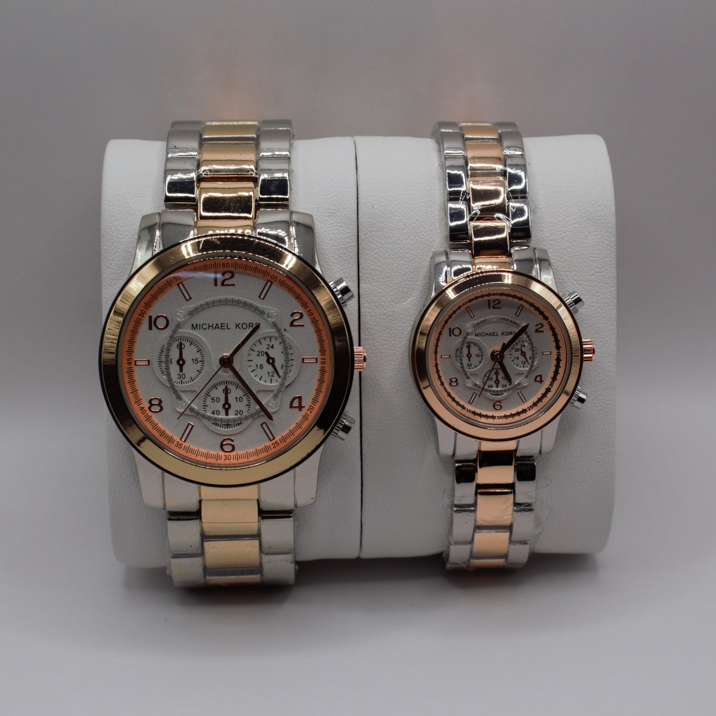 MK Runway Chronograph Two-Tone Rose Gold White Dial - Couple