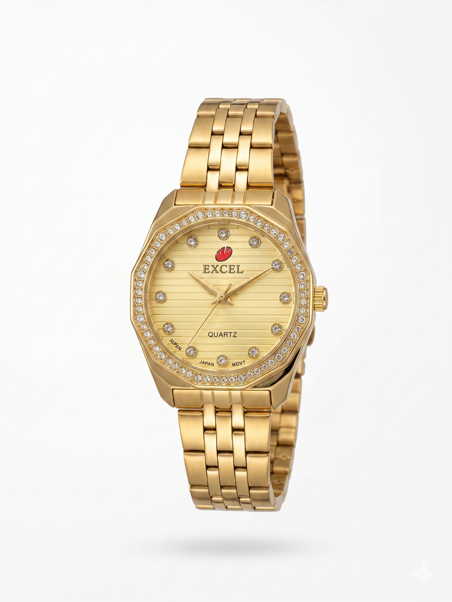 EXCEL OCTAGONAL WITH DIAMONDS EX-2101L GOLD DIAL - WOMEN'S QUARTZ