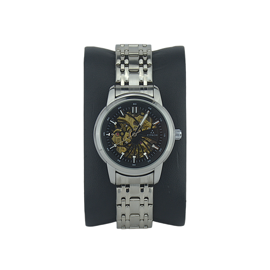 FITRON DOMED SKELETON 117178L BLACK DIAL - WOMEN'S AUTOMATIC