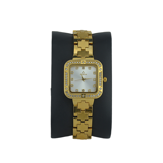 FITRON SQUARE WITH PREMIUM CRYSTALS 9962L SILVER DIAL - WOMEN'S QUARTZ