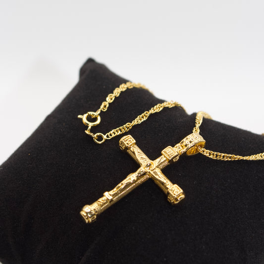 Gold Chain with Jesus Cross Necklace