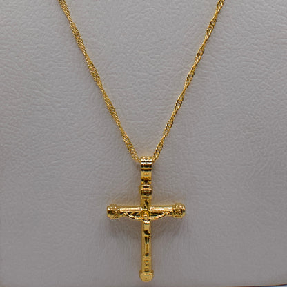 Gold Chain with Jesus Cross Necklace
