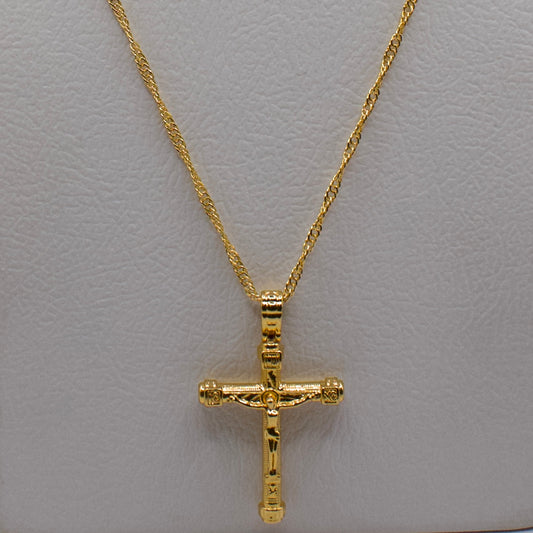 Gold Chain with Jesus Cross Necklace