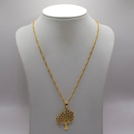 Gold Stone Tree Necklace