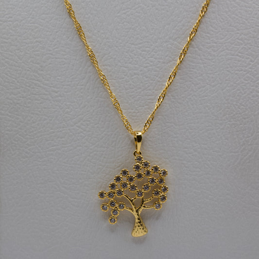 Gold Stone Tree Necklace