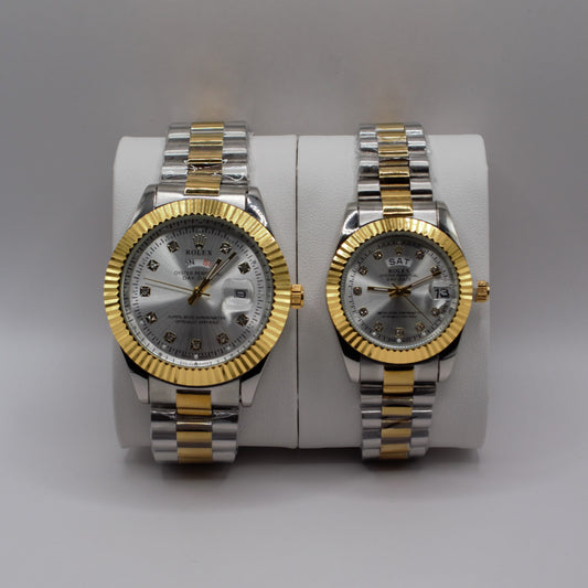 Oyster Perpetual Day-Date Two-Tone Silver Dial Couple