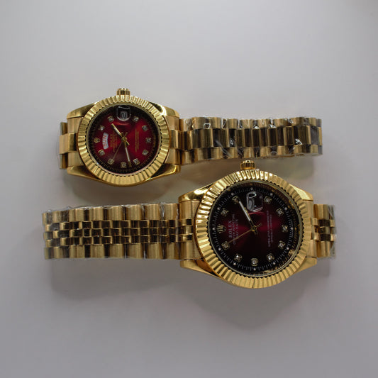 Oyster Perpetual Day-Date Gold Red Dial Couple