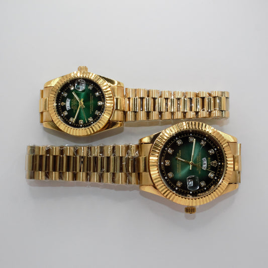 Oyster Perpetual Day-Date Gold Green Dial Couple