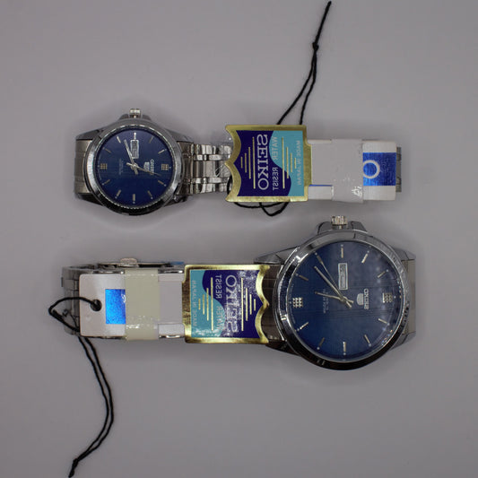 SK 5 Day-Date Silver Navy Blue Dial - Couple
