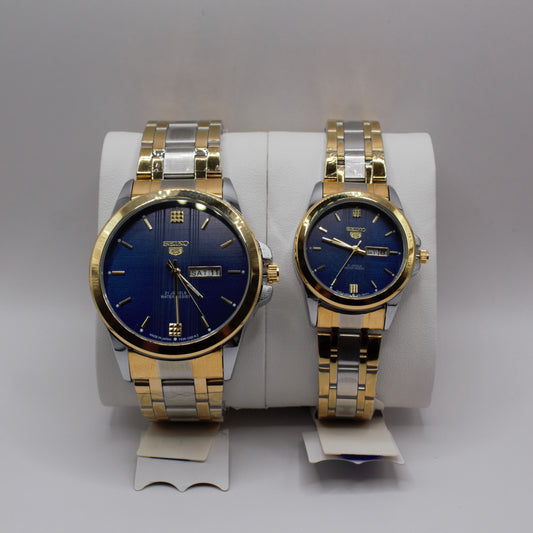 SK 5 Day-Date Silver Navy Blue Dial - Couple