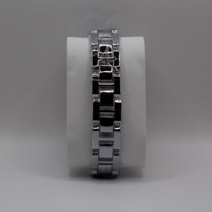 MK Big Logo Chained Silver Black Dial - 34mm
