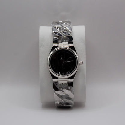 MK Big Logo Chained Silver Black Dial - 34mm