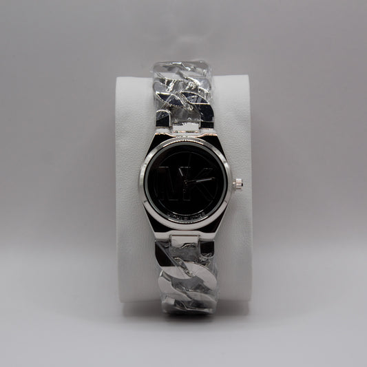 MK Big Logo Chained Silver Black Dial - 34mm