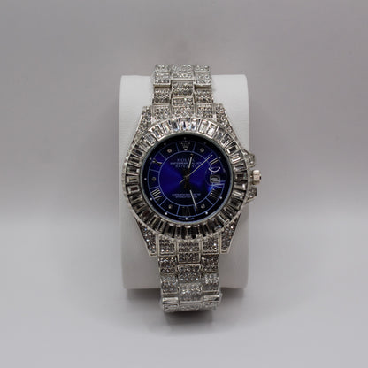 Oyster Perpetual Datejust (Iced Out) Silver Blue Dial - 41mm