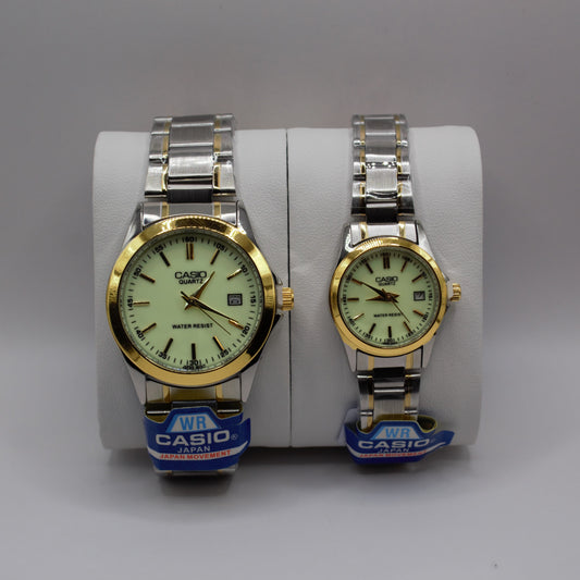 Casio Quartz Date Two-Tone Luminous Dial - Couple