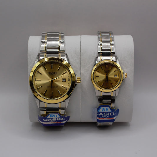 Casio Quartz Date Two-Tone Gold Dial - Couple