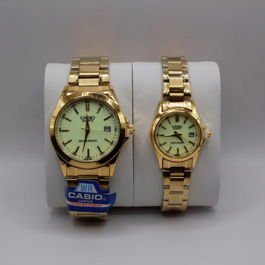 Casio Quartz Date Gold Luminous Dial - Couple