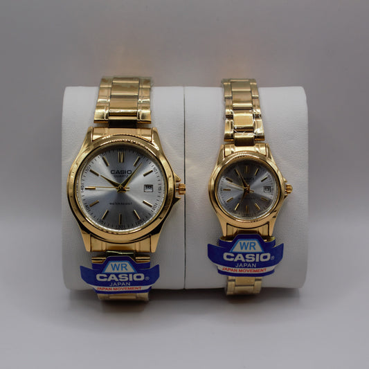 Casio Quartz Date Gold Silver Dial - Couple