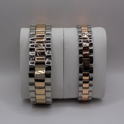 MK Runway Chronograph Two-Tone Rose Gold White Dial - Couple