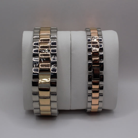 MK Runway Chronograph Two-Tone Rose Gold White Dial - Couple