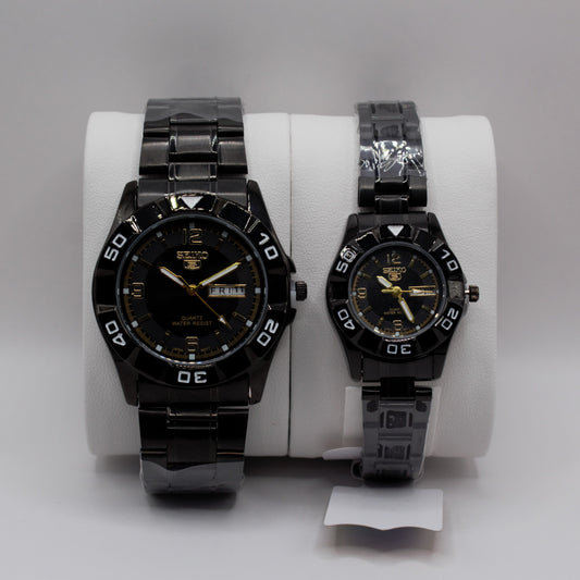 SK 5 SNZB Day-Date Black Black Dial - Couple